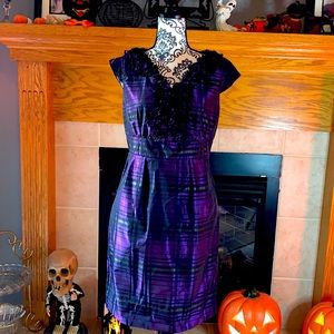 💗3/$12💗Jessica Howard Beautiful Ruffle Detail Plaid Metallic Dress